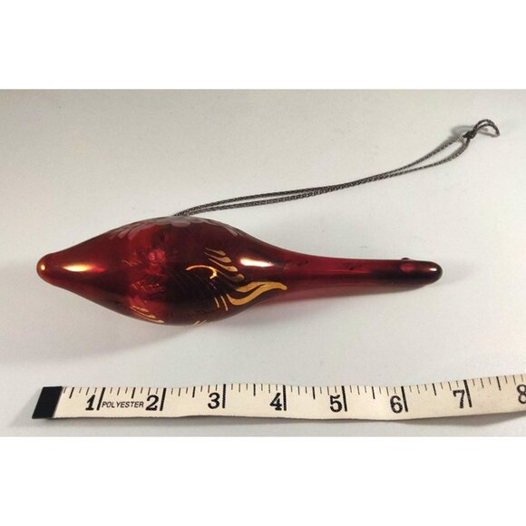 Handcrafted Egyptian Red Glass Ornament With 24K Gold Trim Accents - Picture 7 of 8
